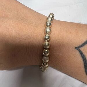 Vintage Solid Gold Tone Dual Finish Bead Bracelet